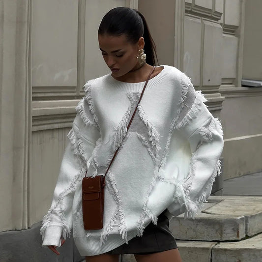 White Diamond Distressed Sweater